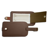 Chocolate Brown Leather Luggage Tag